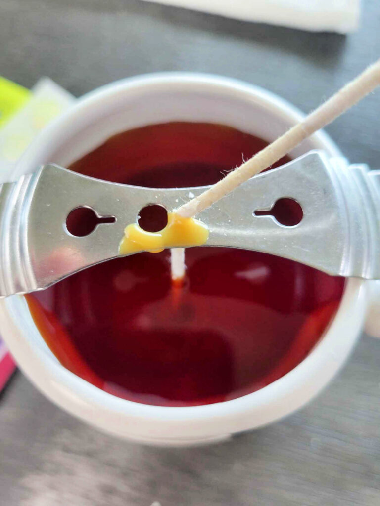Candle-making with wax and wick