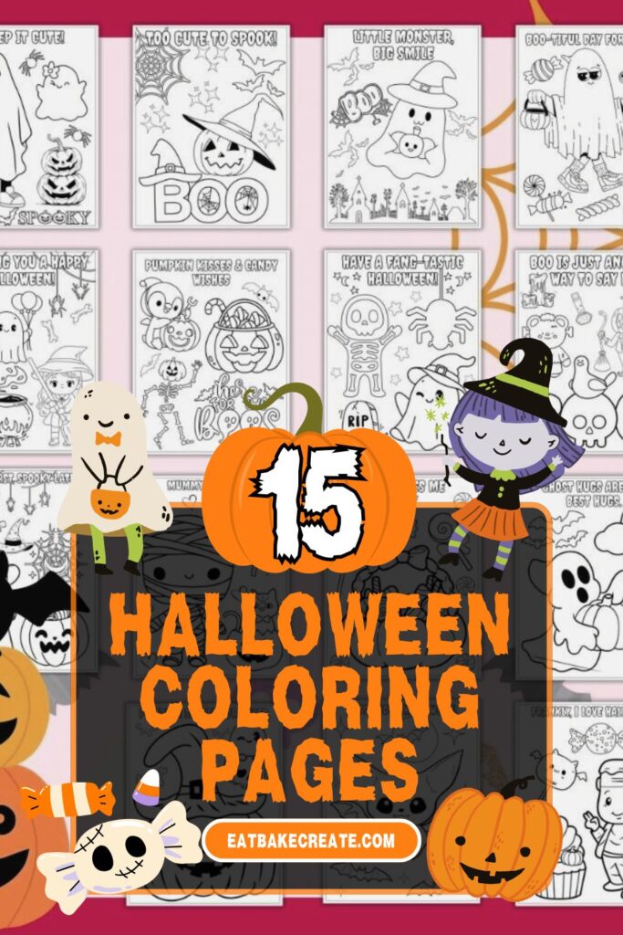 Halloween-themed coloring pages for kids