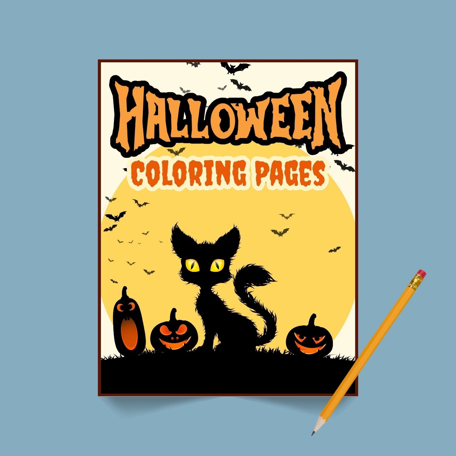Halloween coloring pages with cat