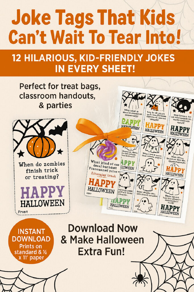 Halloween joke cards for kids