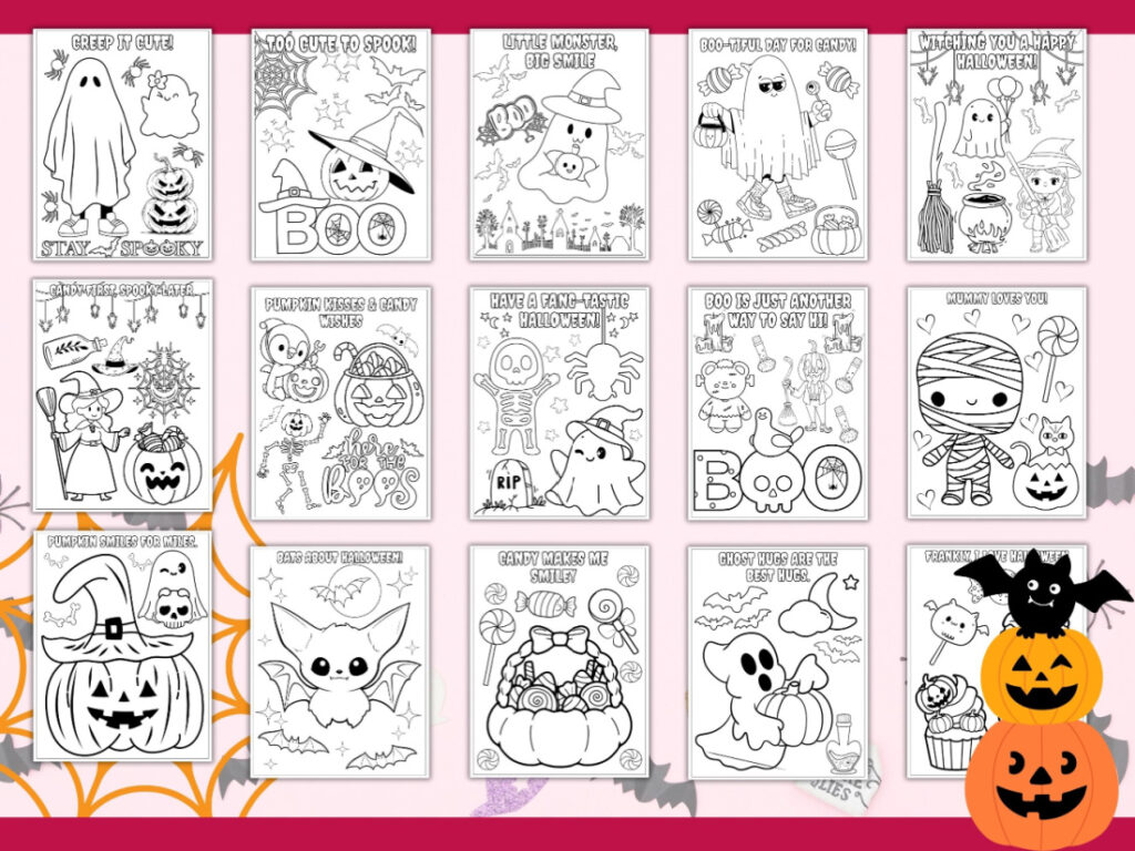 Halloween-themed coloring pages for kids