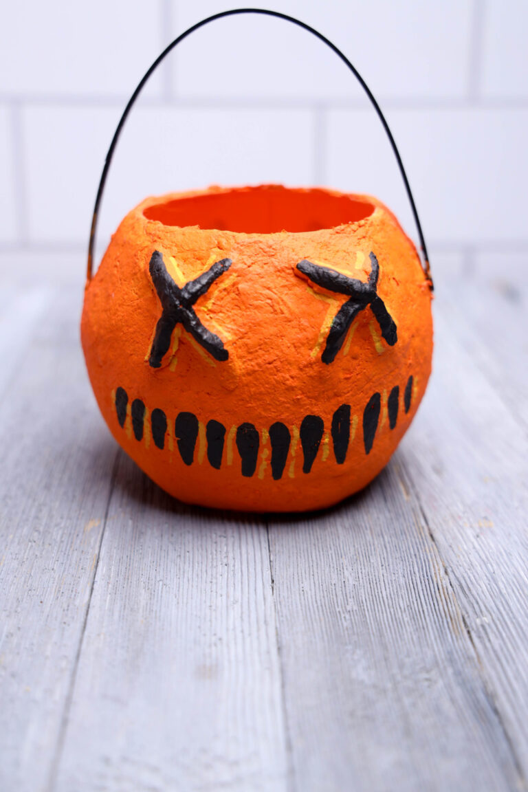Halloween pumpkin with spooky face Vintage Paper Mache Pumpkin