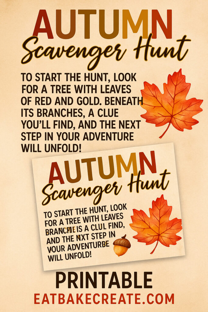 Autumn scavenger hunt instructions and theme