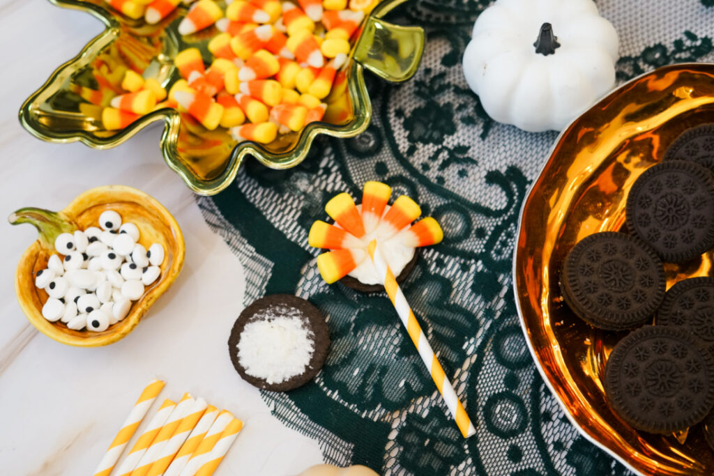 Colorful Halloween-themed candy display
