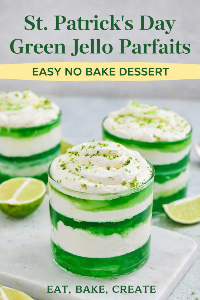 Green jello parfaits for St. Patrick's Day